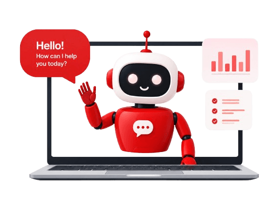 AI assistant helping with English evaluation on laptop